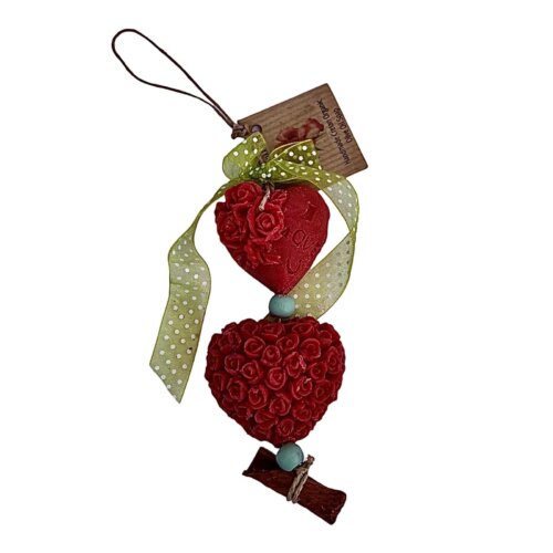 Hanging soap hearts with organic olive oil - Rose