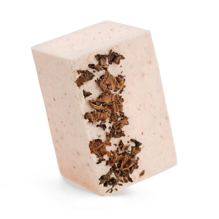 Handmade gentle exfoliating soap with sea salt, rose & geranium rose - Sirra Organics